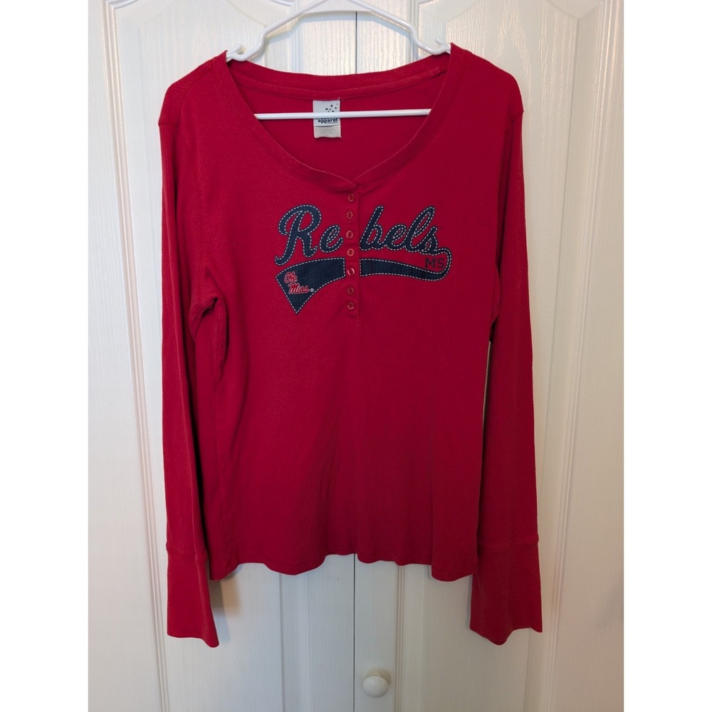 OLE MISS REBELS Womens 2X Shirt Long Sleeve Red  Stretch